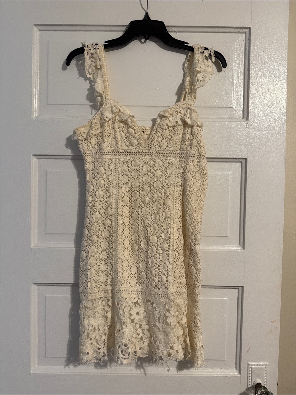 Free People Ivory Crochet Lace Mini Dress